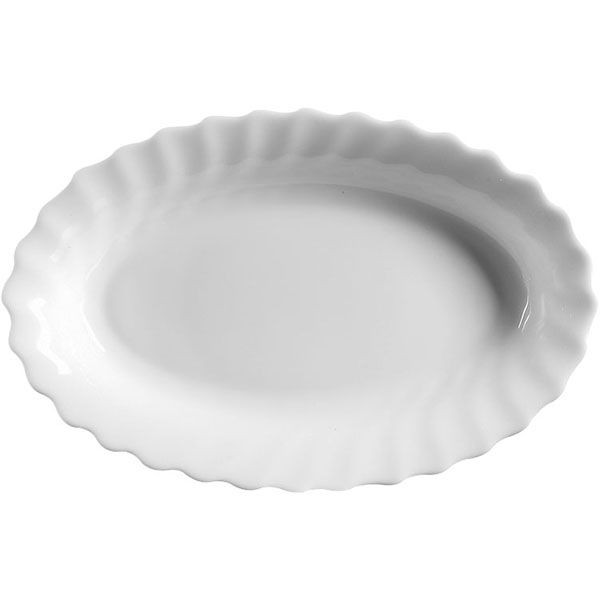 Блюдо «Трианон» овальное;стекло;,H=3,L=22,B=14см;белый 