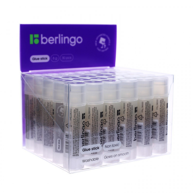 Клей-карандаш ПВП 8 г Berlingo, прозрачный 