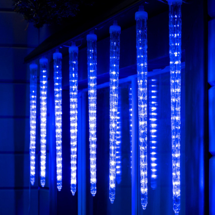 Гирлянда «Сосульки рифленые» 2.5 × 0.42 м, IP65, прозрачная нить, 288 LED, свечение синее с эффектом стекания, 12 В 