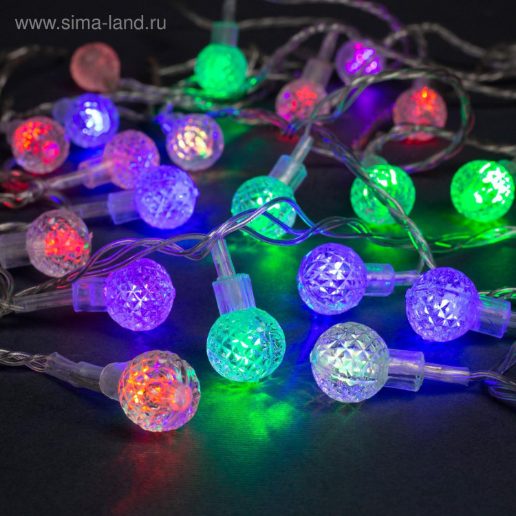 Гирлянда «Нить» 5 м с насадками «Мини фонарик», IP20, прозрачная нить, 20 LED, свечение мульти (RG/RB), мигание, 220 В 