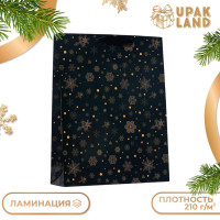 Новый год. Пакет ламинированный вертикальный  Снежинки ,33 х 42 х 10 см.-
