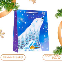 Новый год. Пакет подарочный  Северный мишка , 26 х 32 х 12 см.