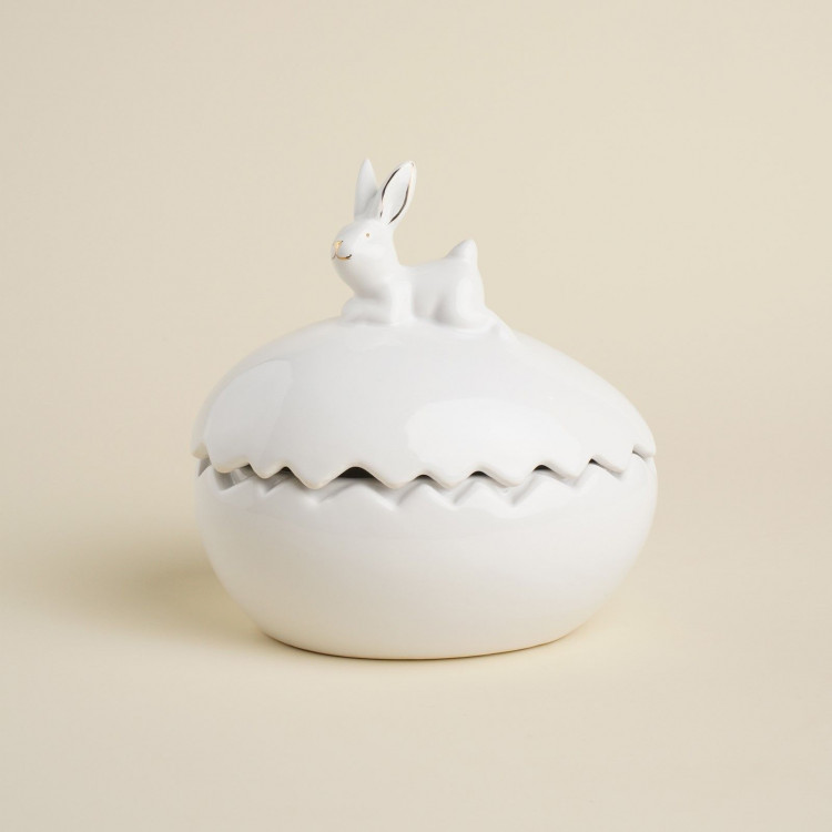 Конфетница керамическая SL Home «Пасхальные кролики», 15,5×12×16 см, цвет белый 