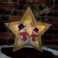 Новый год! Декор с подсветкой  Снеговики  2,3×19,7×19,7 см, батарейки AAA (не в комплекте), свечение желтое