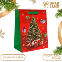 Новый год. Пакет подарочный, ламинированный,  Подарки под ёлкой ,18 х 23 х 10 см.