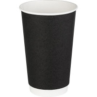 Стакан бумажный одноразовый двухслойный[18шт];картон;400мл;D=90,H=135мм;черный