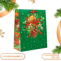 Новый год. Пакет подарочный  Шишка , 26 х 32 х 12 см.