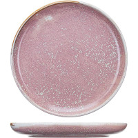 Розовая фарфоровая тарелка «Пион» с бортом (диаметр 26 см)