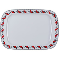 Тарелка «Мезень» Принц Гуси прямоугольная;фарфор;,H=27,L=360,B=250мм;белый,красный