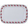 Тарелка «Мезень» Принц Гуси прямоугольная;фарфор;,H=27,L=360,B=250мм;белый,красный