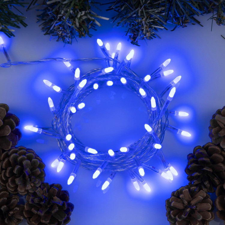 Гирлянда «Нить» 5 м с насадками «Игла», IP20, прозрачная нить, 50 LED, свечение синее, 8 режимов, 220 В 