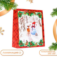 Новый год. Пакет подарочный  Снеговик , 26 х 32 х 12 см.
