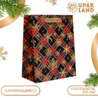 Новый год. Пакет подарочный, ламинированный,  Звездочки ,18 х 23 х 10 см.