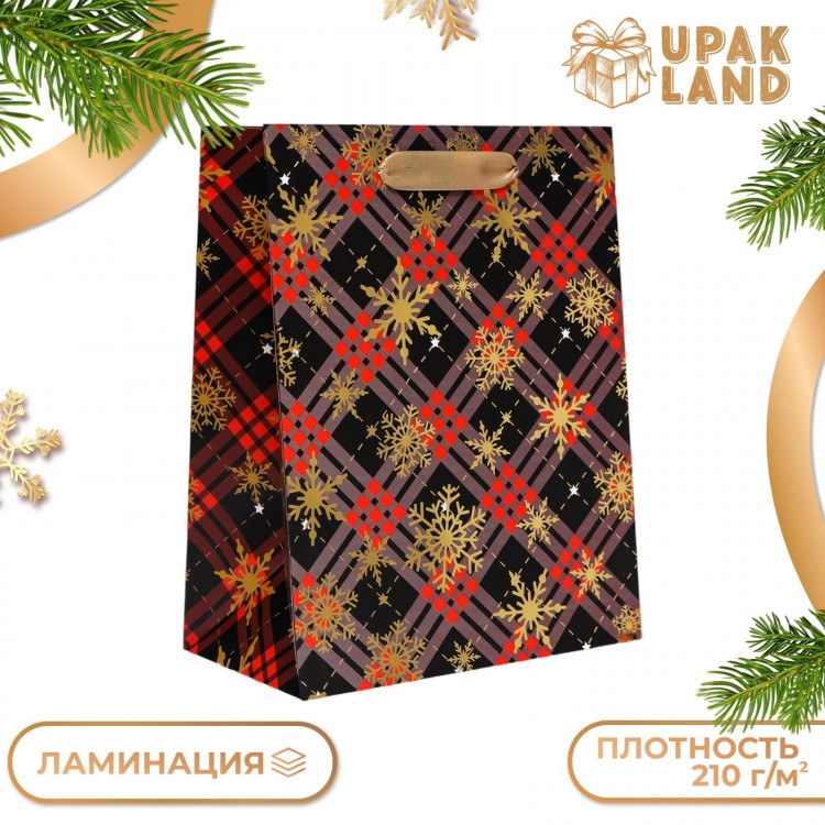 Новый год. Пакет подарочный, ламинированный,  Звездочки ,18 х 23 х 10 см. 