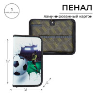 Пенал 1 секция 115 х 205 х 30 мм, Calligrata  Крутой футболист , ламинированный картон