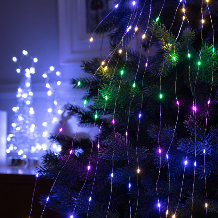 Гирлянда «Дреды» 1.5 м, IP20, серебристая нить, 125 LED, свечение мульти, 12 В 