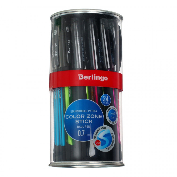 Ручка шариковая Berlingo Color Zone stick 0,7мм, синяя, прорезин корпус микс 285411 