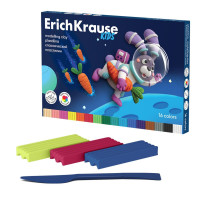 Пластилин 16 цветов, 216 г, ErichKrause  Kids Space Animals , со стеком, в картонной упаковке