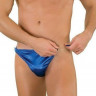 Синие трусы-тонги с застежкой сбоку и сатиновым блеском Синие трусы-тонги с застежкой сбоку и сатиновым блеском