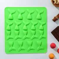Форма для украшений Доляна «Хвост», силикон, 25×22,5×0,4 см, 18 ячеек (5,3×4 см), цвет МИКС