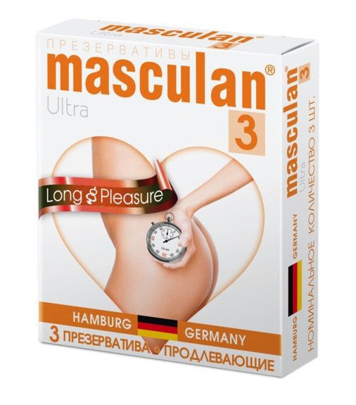 Презервативы Masculan Long Pleasure с продлевающим эффектом - 3 шт. 
