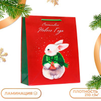 Новый год. Пакет подарочный  Милый кролик , 26 х 32 х 12 см.