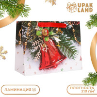 Новый год. Пакет подарочный, ламинированный,  Колокольчик ,23 х 18 х 10 см.