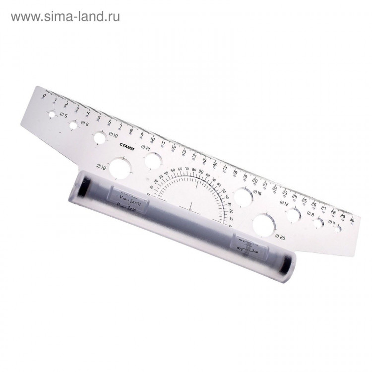 Рейсшина 30 см Стамм, бесцветная, пластиковый ролик, европодвес 