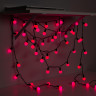 Гирлянда «Нить» 10 м с насадками «Шарики 2.5 см», IP44, тёмная нить, 100 LED, свечение розовое, 8 режимов, 220 В