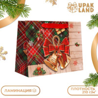 Новый год. Пакет подарочный, ламинированный,  Клетка ,23 х 18 х 10 см.