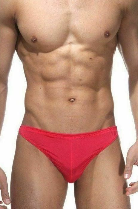 Мужские красные трусы-тонги на застежке 