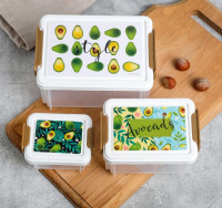 Набор из 3 контейнеров с белой крышкой «Авокадо»