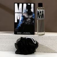 Подарочный набор Real Man: гель для душа с ароматом парфюма и мочалка 