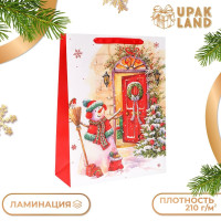 Новый год. Пакет подарочный, ламинированный,  Снеговик ,31 х 40 х 11,5 см.
