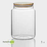 Стеклянная банка для сыпучих продуктов с бамбуковой крышкой «Эко» (14,5х21 см)