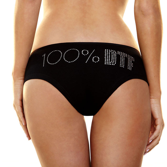 Трусики-слип с надписью стразами 100% DTF 