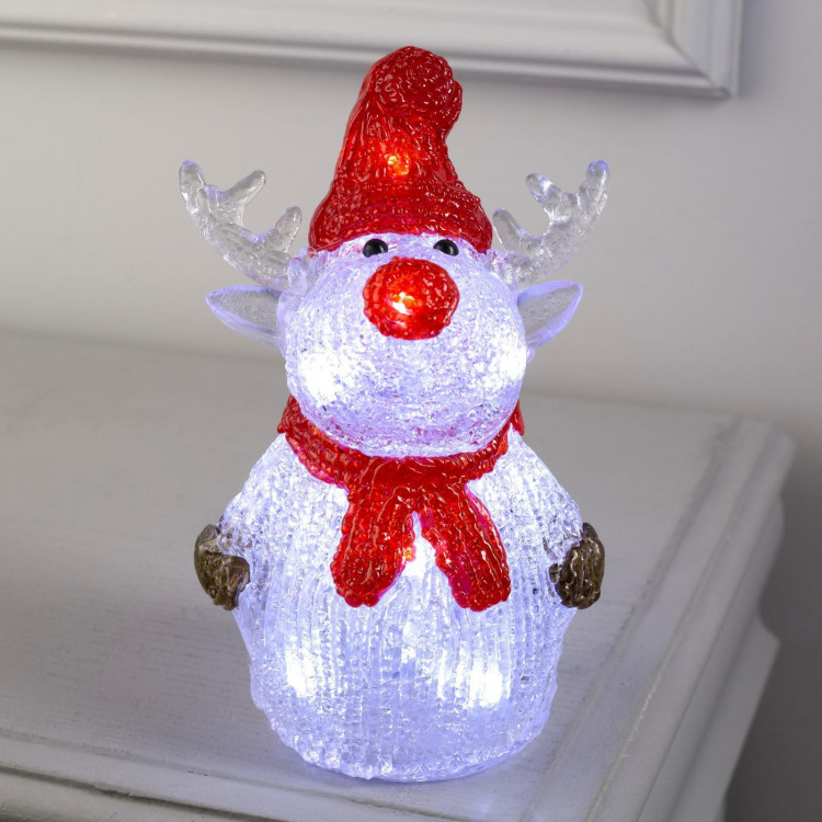 Светодиодная фигура «Оленёнок в шапке» 7 × 25 × 7 см, акрил, 10 LED, батарейки ААх2 (не в комплекте), свечение белое 