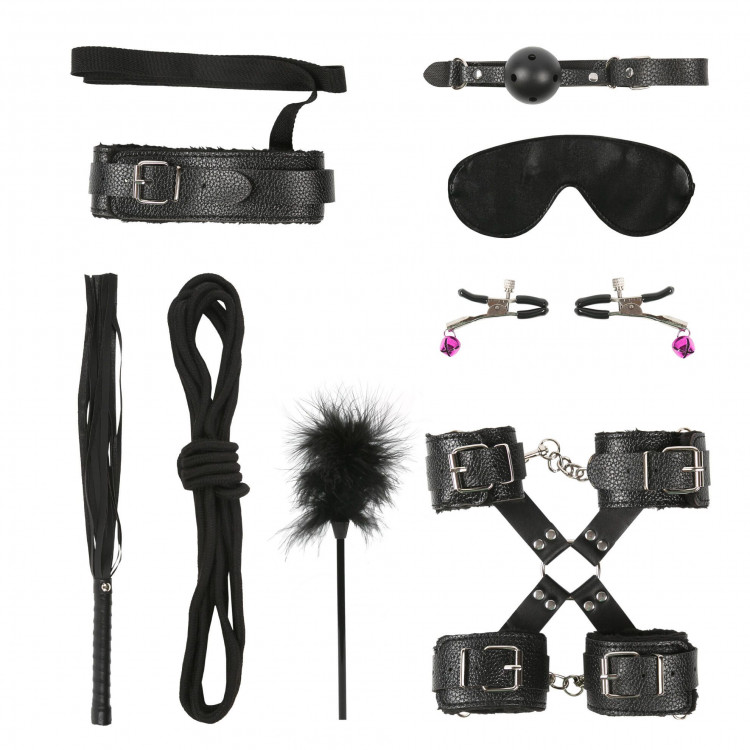 Стильный набор из 10 черных BDSM-девайсов 