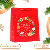 Новый год. Пакет подарочный  Новгоднее украшение , 26 х 32 х 12 см.