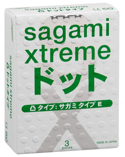 Презервативы Sagami Xtreme Type-E с точками - 3 шт. 