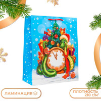 Новый год. Пакет подарочный  Куранты , 26 х 32 х 12 см.