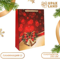 Новый год. Пакет подарочный, ламинированный,  Бантик ,31 х 40 х 11,5 см.