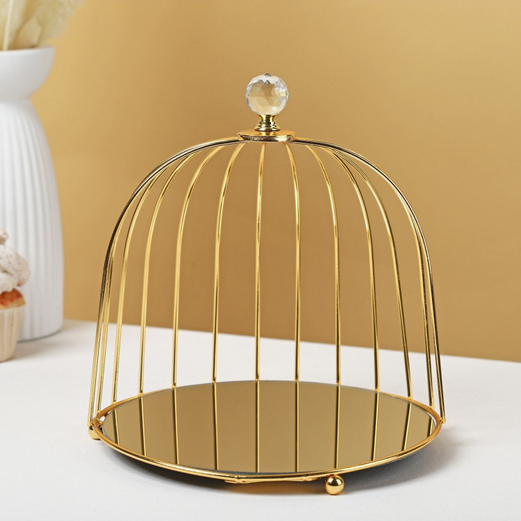 Фруктовница металлическая «Клетка», 21×23 см, цвет металла золотой 