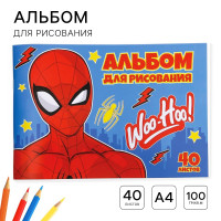 Альбом для рисования А4, 40 листов 100 г/м², на скрепке, Человек-паук!