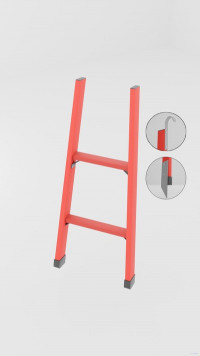 ЛСПД-1,0МГК односекционная диэлектрическая стеклопластиковая лестница, крюки, металлические оконцеватели (Мягкий грунт) h=1000мм, ступ.2