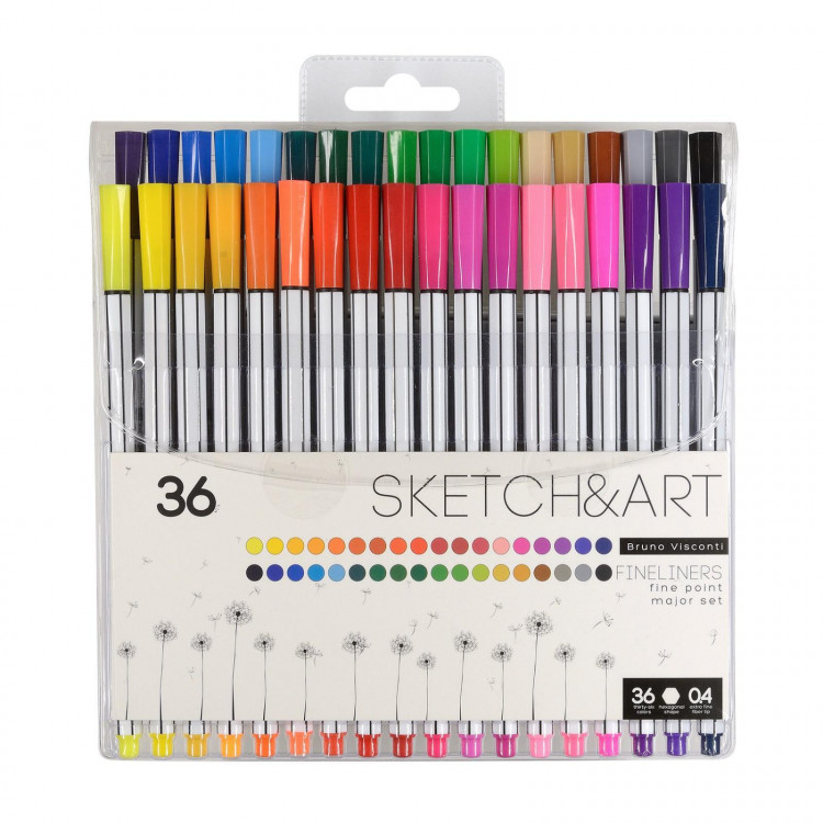 Набор капиллярных ручек 36 цветов Sketch&amp;art, 0,4 мм 