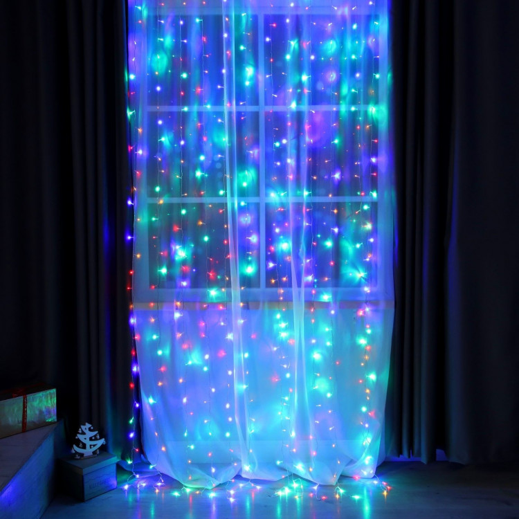 Гирлянда «Занавес» 2 × 3 м, IP20, прозрачная нить, 720 LED, свечение мульти, 8 режимов, 220 В 
