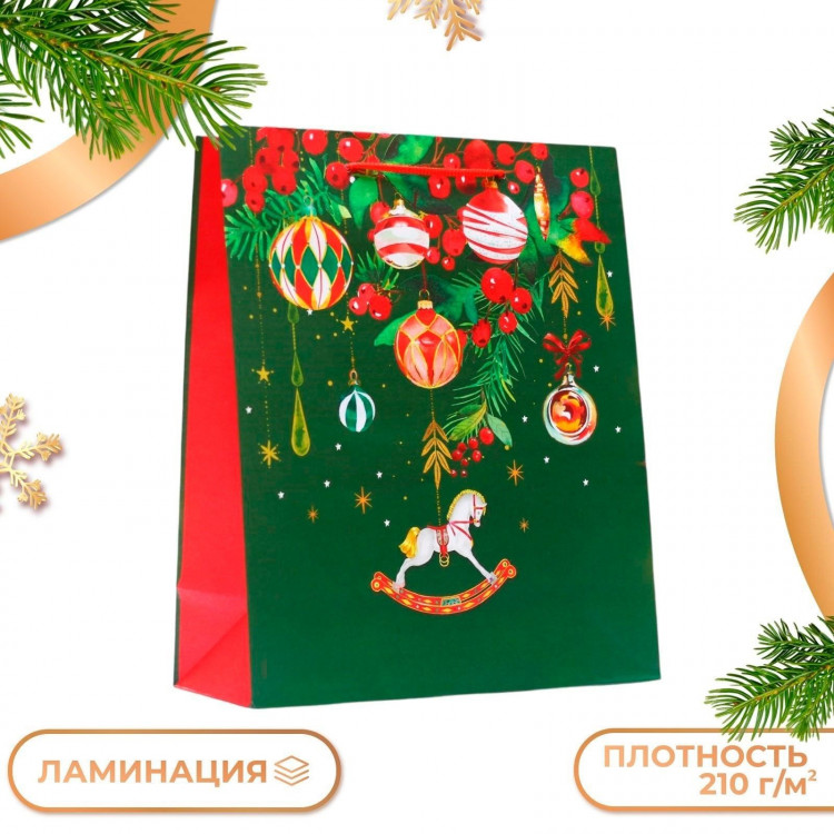 Новый год. Пакет подарочный  Лошадка , 26 х 32 х 12 см. 