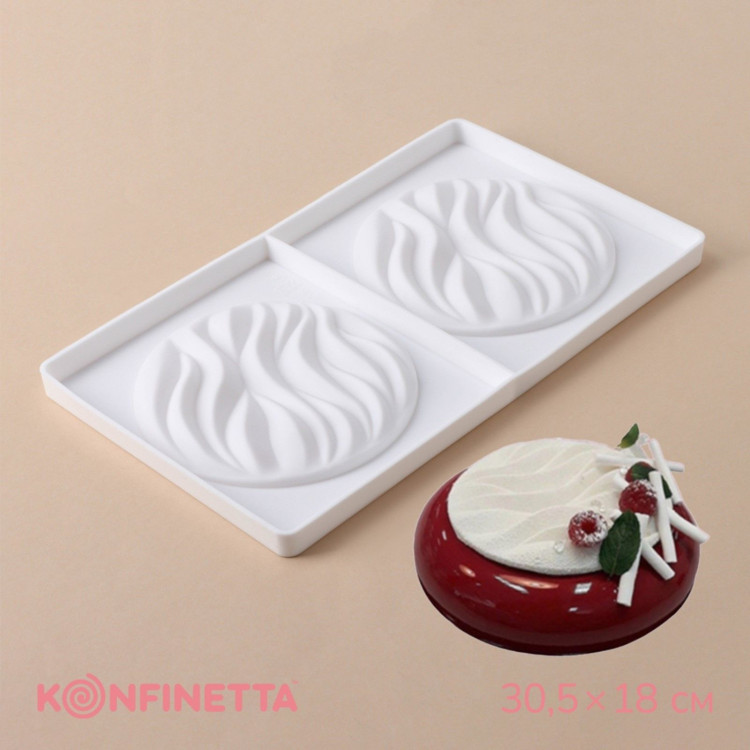 Форма для муссовых десертов и выпечки KONFINETTA «Зебрано», силикон, d=13,2 см, 30,5×18 см, цвет белый 