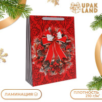 Новый год. Пакет подарочный, ламинированный,  Венок ,31 х 40 х 11,5 см.